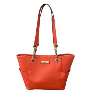 Calvin Klein Hayden Saffiano Leather Large Tote Burnt Orange/Gold Lightly Used